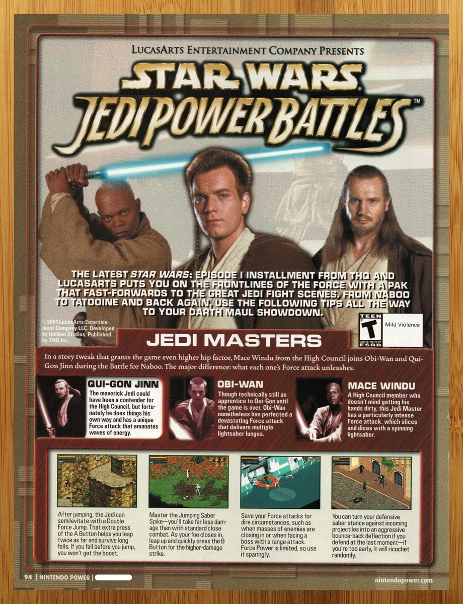 2001 Star Wars Jedi Power Battles PS1 GBA Print Ad/Poster
