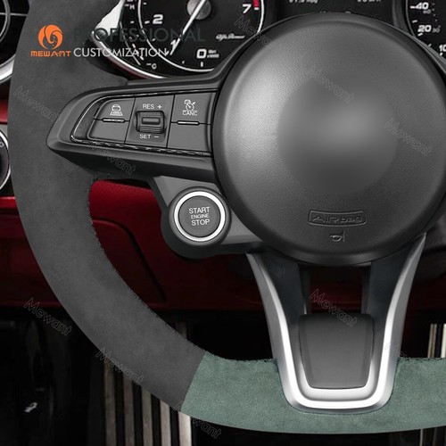 MEWANT Alcantara Steering Wheel Cover for Alfa Romeo Giulia 2020-2022 Stelvio - Imagen 5 de 10