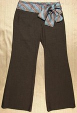 Diane Von Furstenberg Maxie Charcoal Pants slacks 6 striped silk tie