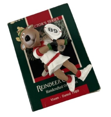 Hallmark Ornament Reindeer Champs Vixen Tennis 4th Series VTG 1989 Christmas
