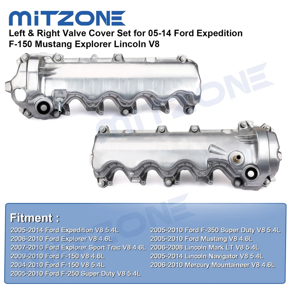 2PCS Valve Cover Set for 05-14 Ford Expedition F-150 Mustang Explorer Lincoln V8 - Image 3 of 4