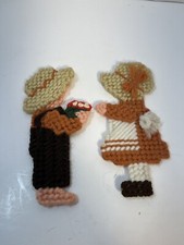Hand Stitched Plastic Canvas Country Boy Girl...