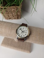 Vintage Timex Indiglo WR 30M Wristwatch Brown Leather band