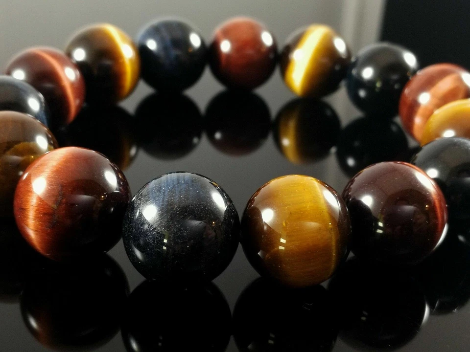 12 мм натуральный тигровый глаз браслет круглый камень бусина ястреб глаз исцеление драгоценных камней мужчин - Изображение 2 из 4