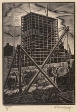 Radio City Construction - Henry Glintenkamp WPA anni '30 Urban Skygraper stampa artistica