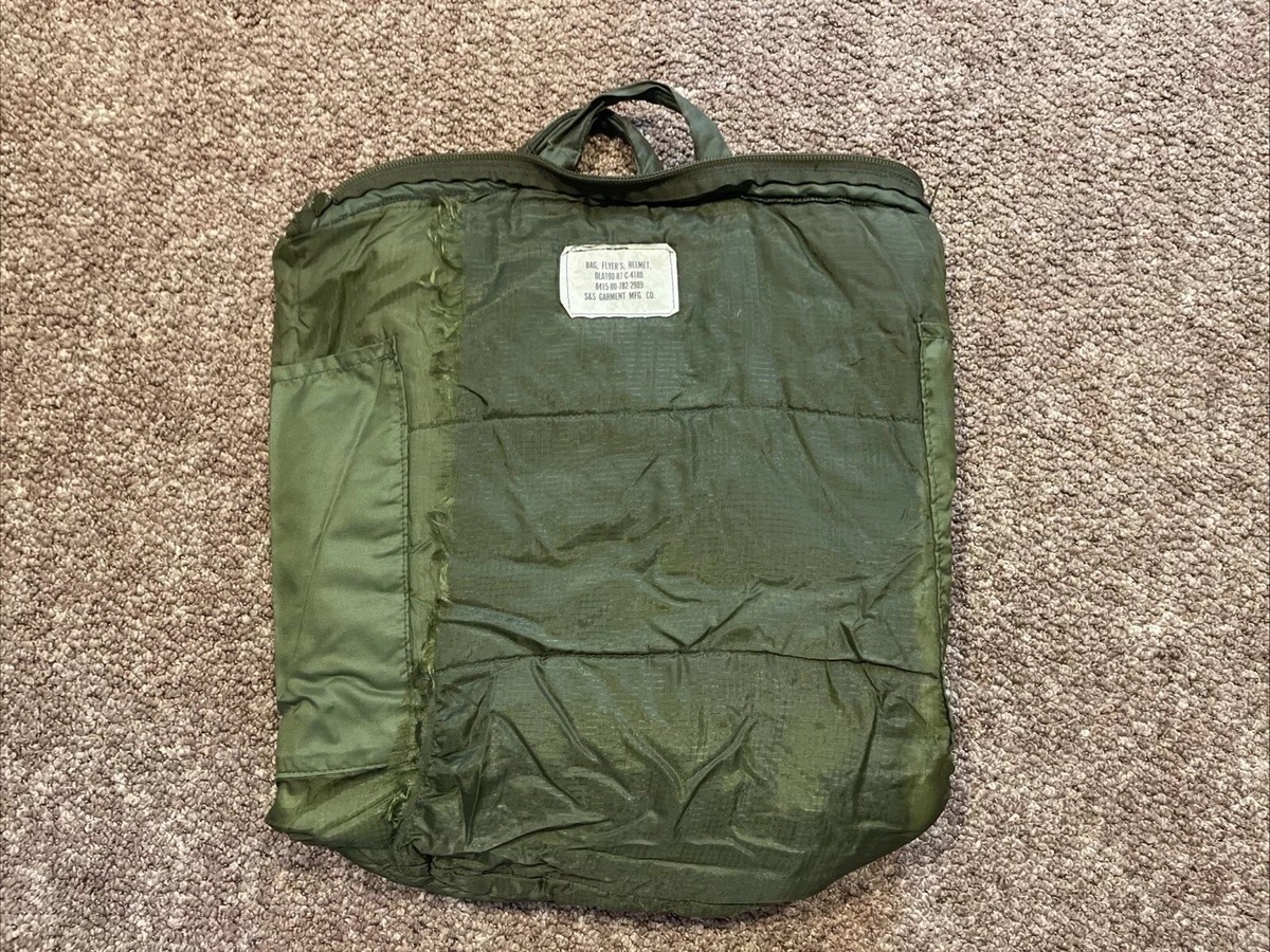 Vintage US Military Flyers Helmet Bag Tote Green Nylon Air Force