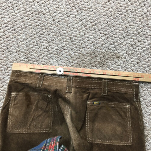 Vintage 60s Lee Suede Jeans Mens 34x34 Flared Hippie Pants Reversible Rare - Picture 8 of 16