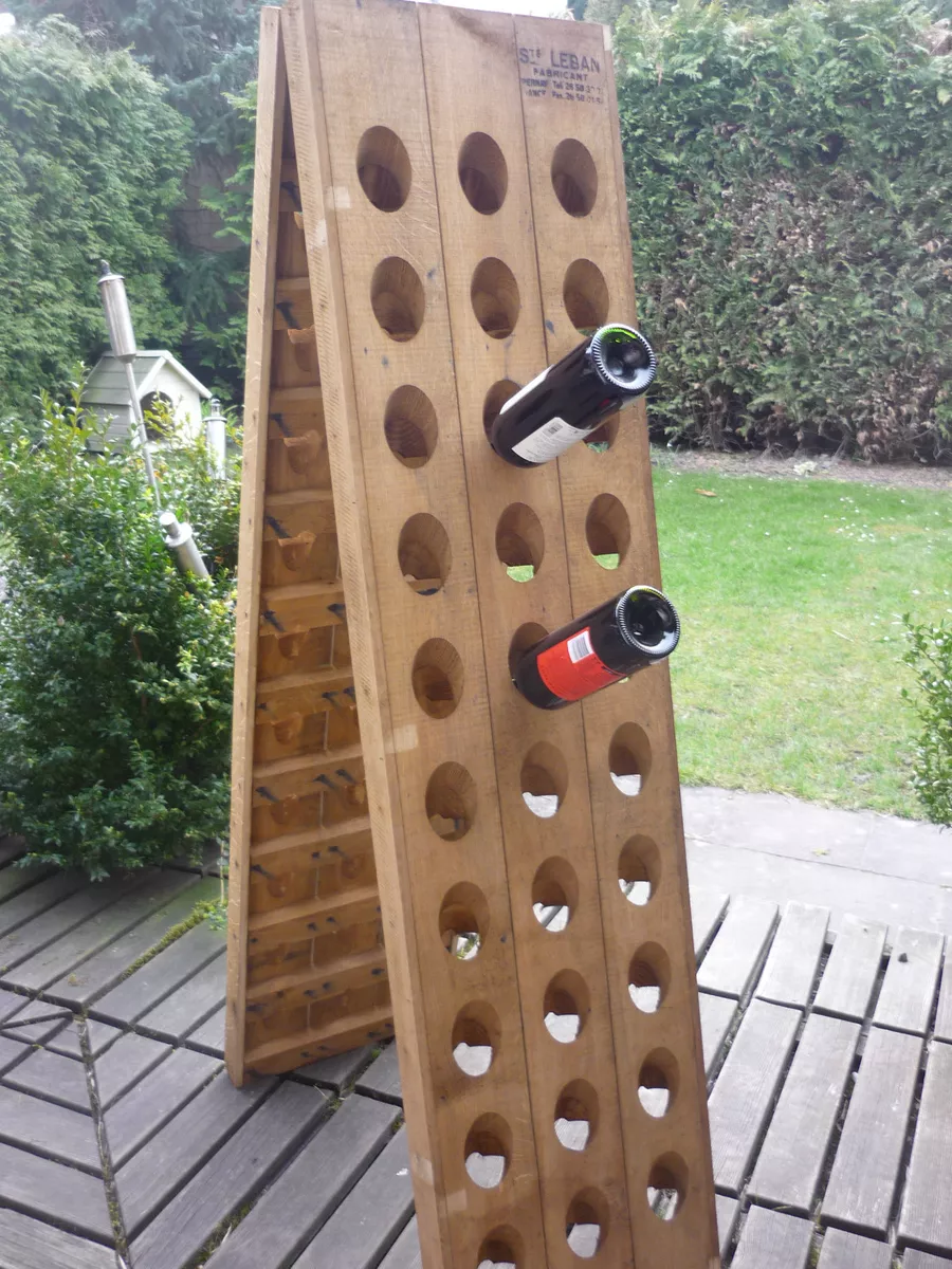 ORIGINAL Champagne Riddling Rack f. 60 Bottles Branding A Frame Oak Wine Rack