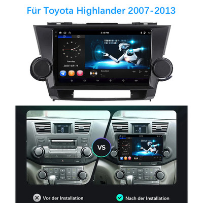 Für Toyota Highlander 2007-2013 Stereo Android Autoradio GPS Carplay Multimedia