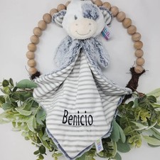 Ebba Cow Lovey Prename Benicio Discounted Black Thread Comfort Toy Blanket