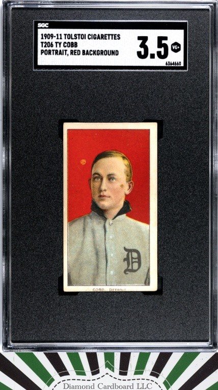 1909 T206 Tolstoi Ty Cobb Portrait Red SGC 3.5