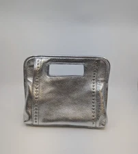 Hobo The Ace Clutch Metallic Silver Leather Clutch Small Handbag