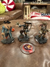 Disney Infinity Piratesof the Caribbean Figures Lot Jack Sparrow Davy Jones+Disc