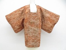 JAPANESE KIMONO MICHIYUKI COAT BROWN 82.5cm 2 ft 8 in PURE SILK EE7966