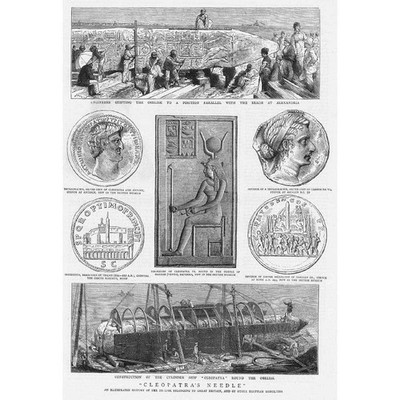 KLEOPATRAS NADEL Bau für Transport nach Großbritannien - antiker Druck 1878