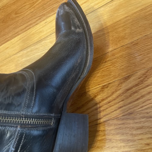 Lucchese Black Leather Ankle Short Boot Side Zip Womens Size 8:5B - Picture 13 of 21
