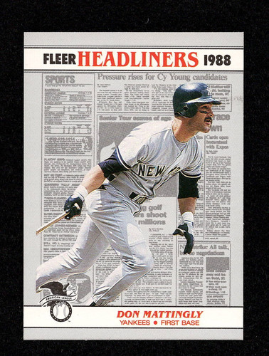 Don Mattingly #1 — 1988 Fleer Headliners baseball card