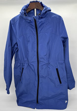 FILA SPORT Blue Zipped Long Sleeve Windbreaker w/Hood and Waist Cinch Women Sz L