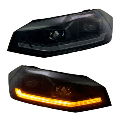 Scheinwerfer Set für VW Polo 2G AW 17-21 schwarz dynamischer LED Blinker