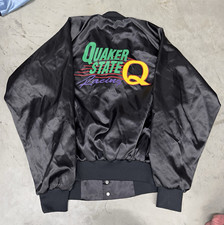 Vintage 90s Quaker State Racing Snap-Front Bomber Jacket Black XL made in USA