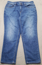 Chico's Boyfriend Ankle Jeans Womens 10R Blue Denim Faded Medium Wash Stretch