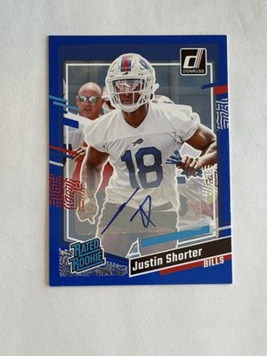 2023 Donruss Justin Shorter Blue Rated Rookie Auto Autograph RC #310 Bills