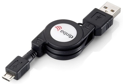 Equip 128595 USB Kabel ausziebar USB Typ A zu USB Typ Micro-B 1.00m aufrollbar, 