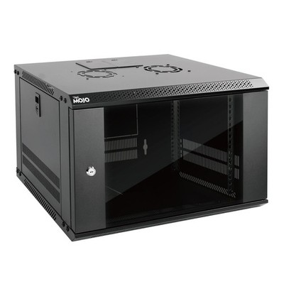 Tecmojo 6 HE 450mm Tiefe Wandmontage Serverschrank IT Glastür, schwarz 