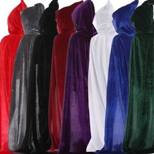 Halloween Hooded Velvet Cloak Cape Adult Unisex Witch Vampire Cosplay Costume