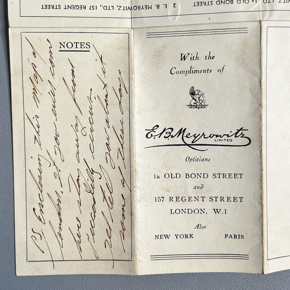 Vtg 1930s EB Meyrowitz London Theatre Cinema Pocket Map Ephemera ...