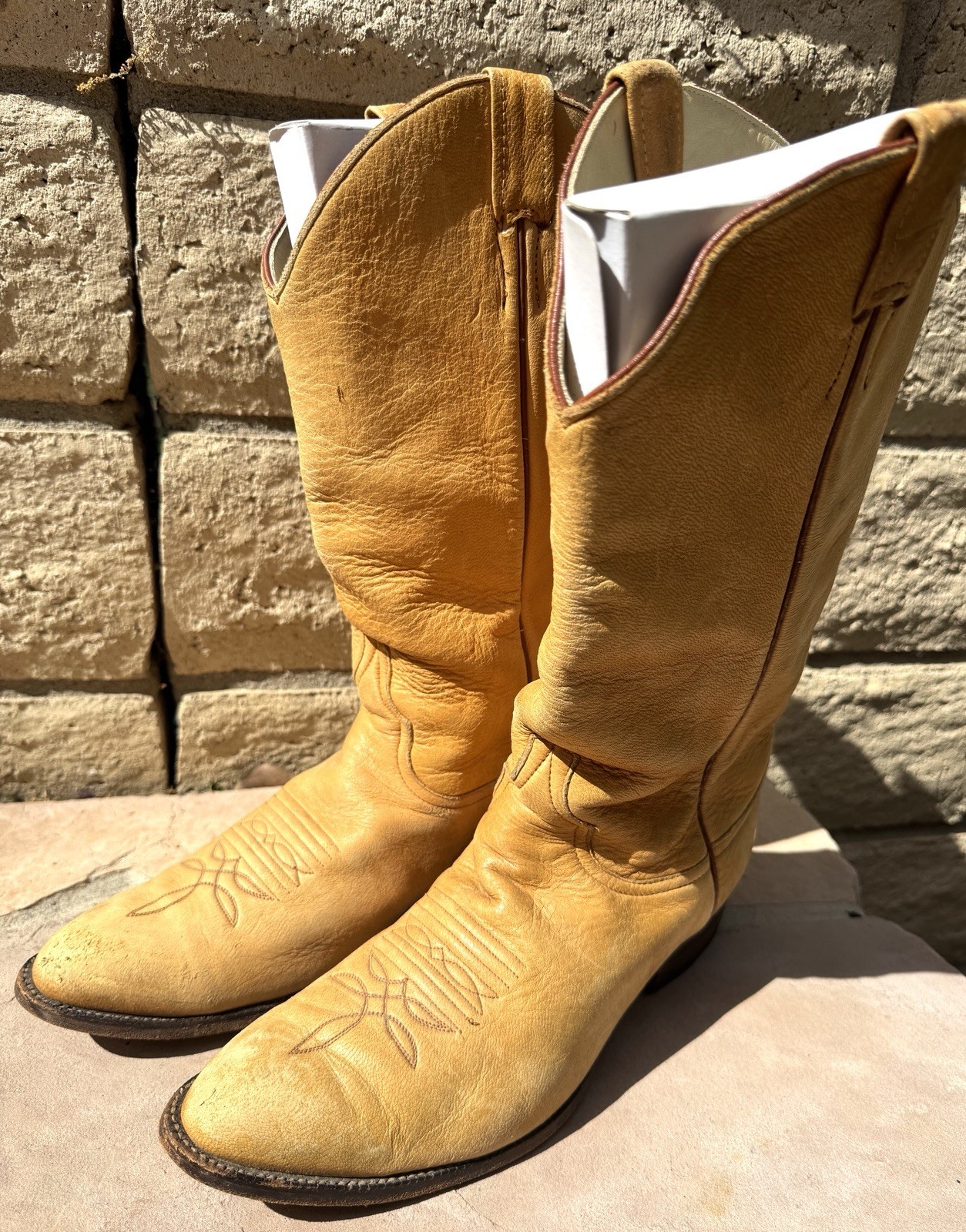 Vintage Men's Larry Mahan Elk Skin SOFT Leather Cowboy Western Boots Sz 11 B
