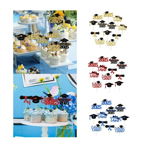 12 Pieces Graduation Cupcake Toppers 2025, Easy to Use Grad Cupcake Picks - Photo 1/21