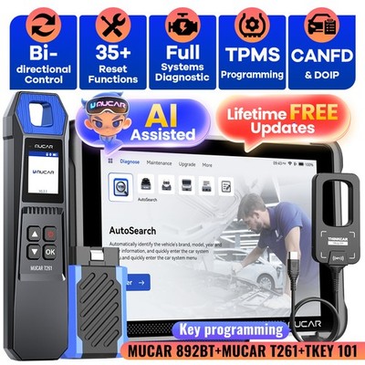 Mucar 892BT AI OBD2 Scanner Full System Bidirectional Diagnostic + T261 Tkey 101