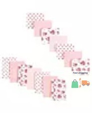 14Pc Burp Cloths and Receiving Blankets Rose