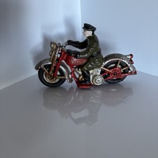 Cast Iron Motorcycle Patrol Figure Vintage Die Cast Biker Toy Hubley Replica