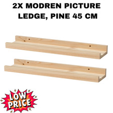 NORDHÄGG 2x Pine Picture Ledge 45cm Floating Wall Shelf Photo Display Shelves