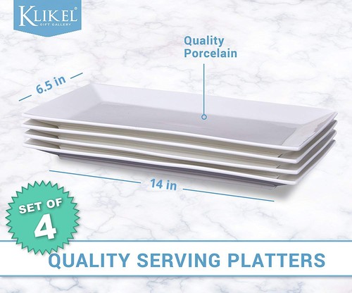 4 Serving Platters - Classic White Plate - Serving Trays For Parties - Microw... - Picture 2 of 2