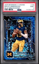 2025 BOWMAN UNIVERSITY CHROME BLUE MINI DIAMOND BRYCE UNDERWOOD 81/150 PSA 9