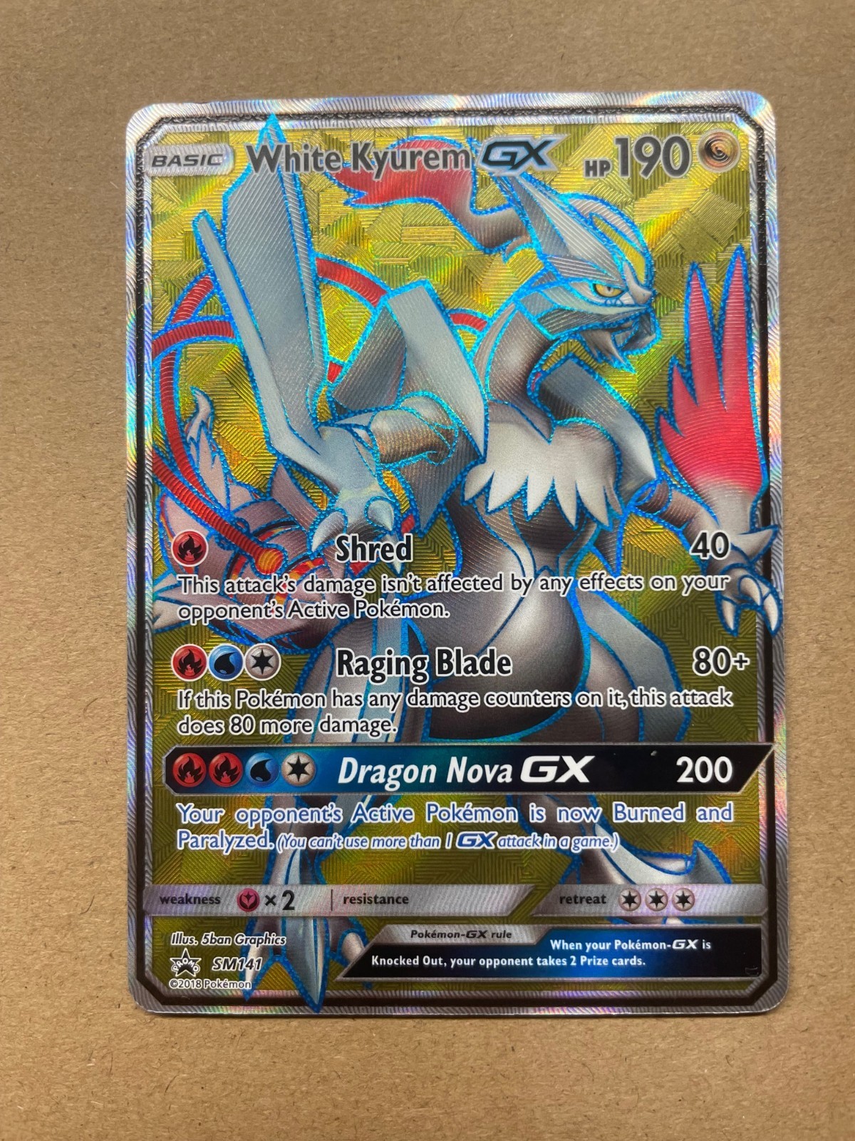 Pokémon Card TCG White Kyurem GX SM141 Dragon Majesty Holo Promo Card