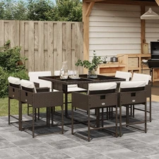 Patio Dining Set Set of 8 Brown, Cream White
