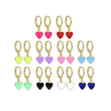Cute Colorful Enamel Heart Hoop Earrings, Sku EF568