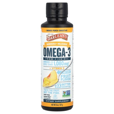 Seriously Delicious , Omega-3 From Fish Oil, Mango Peach Smoothie, 1,080 mg, 8