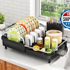 SAYZH HX-700DR-HXJ-P Dish Drying Rack Expandable, Black, Small Kitchen Counter