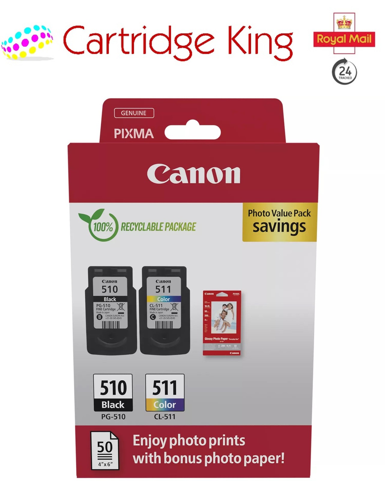 Canon PG-510 / CL-511 Genuine Ink Cartridges, for Pixma MX350