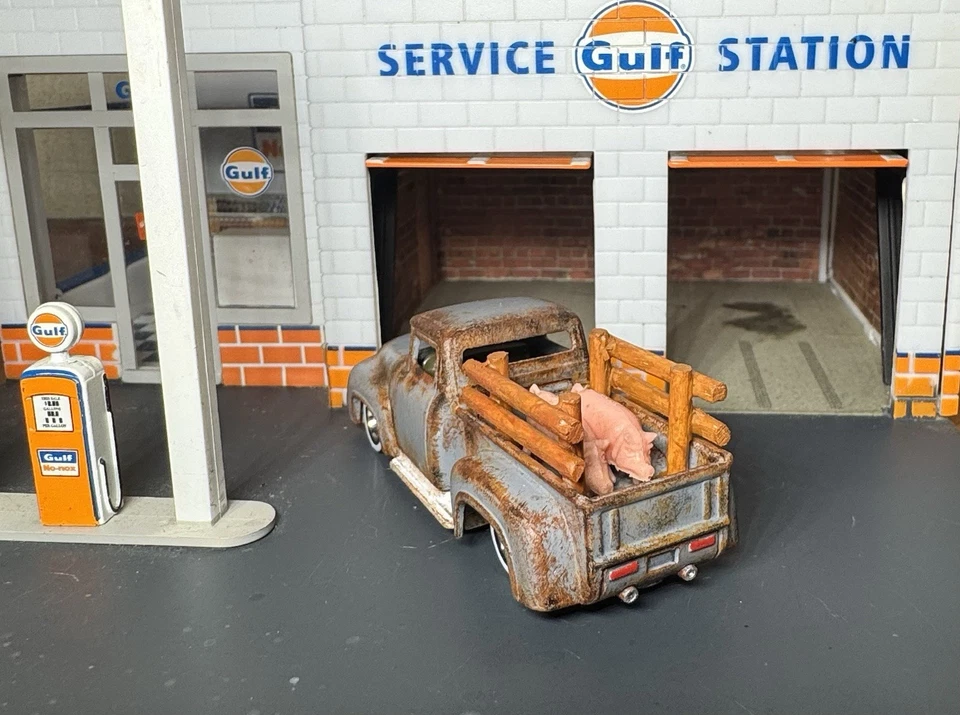 Hot Wheels 56 Ford Rat Rod Farm Truck Pickup pintado à mão personalizado com pilotos reais - Imagem 3 de 4