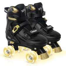 Adjustable Roller Skates for Kids Boys Girls Age 4-7 Golden Color Kids Roller