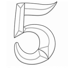 3-3/4"x5-1/2" Exquisite Clear Glass Number 5 Bevel Cluster BN5