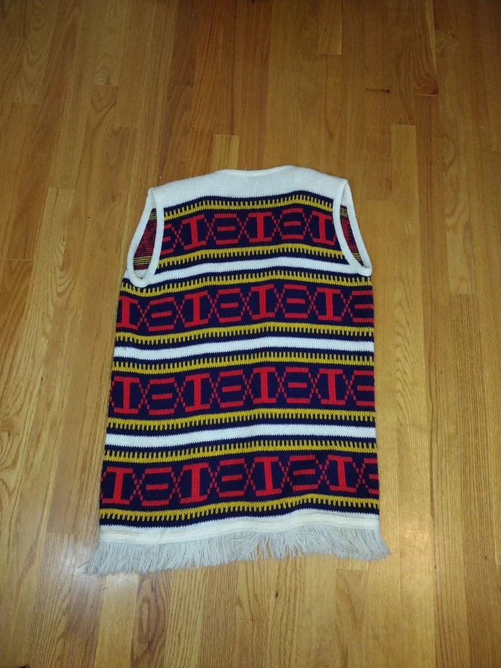 Chaleco Suéter Hippie Vintage Años 60 Para Mujer Talla Mediana Psicodélico Boho Flecos  Foto 2 de 4