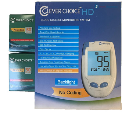 Clever Choice Auto-Code Blood Glucose 100 Test Strips Plus Meter
