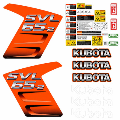 Complete Decal Kit fits Kubota SVL65-2 Skid Steer + Vinyl Safety Stickers SVL 65